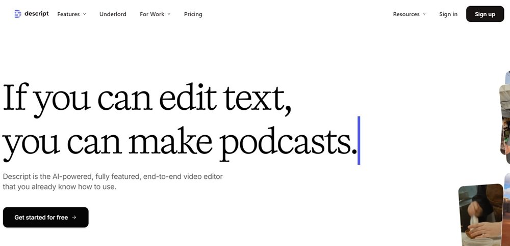 Descript mesterséges intelligencia film szerkesztő