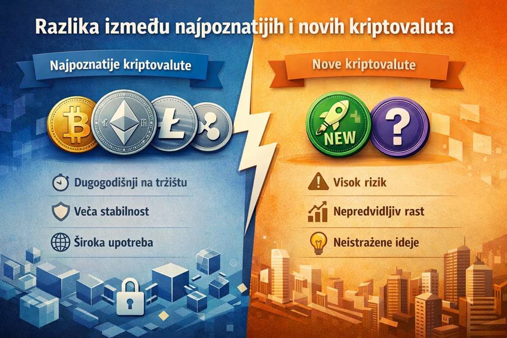 Razlika između najpoznatijih i novih kriptovaluta